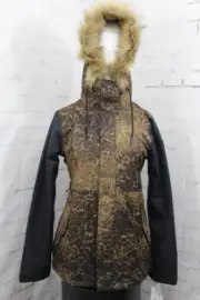 Volcom Fawn Insulated Snow Jacket, Womens' Small, Black Combo/Leopard Print New