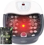 ECARBME Foot Spa Bath Massager with Heat [2025 Upgraded], Vibration, Temperature Control, Jets, Bubbles, Epsom Salt, Feet Massager with 22 Massage Rollers, Foot Bath for Relaxation, Large, Grey