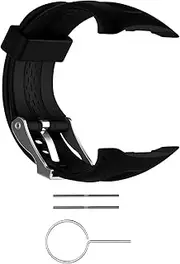 Replacement Band for Garmin Forerunner 10/15 for Women/Man - TenYun Silicone Wristband Strap/Bands for Garmin Forerunner 10/Garmin Forerunner 15 (Black, Large Size 0.98'' X 0.94'')