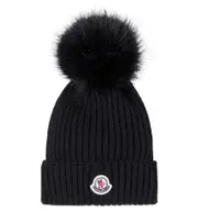 [Moncler Enfant] Moncler Enfant Ribbed-knit virgin wool beanie L black