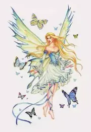 SKY BLUE BUTTERFLY FAIRY FAERIE WICCA WICCAN VINYL Laptop STICKER/Boat DECAL