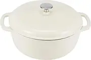 Amazon Basics Enameled Cast Iron Covered Round Dutch Oven, 4.1 Liters / 4.3-Quart, White