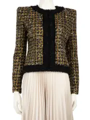 Gold Metallic Sequinned Tweed Jacket
