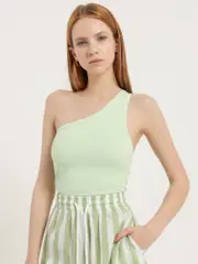 One Shoulder Tank in Lime