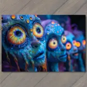 4x6" Creature Alien Big Eyes Colorful Beautiful Cute Weird Fun Strange
