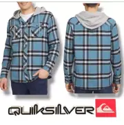 Quicksilver Shirt Hooded Button Up Flannel Plaid Mens Size Small New