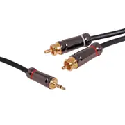 Dynalink 1m 3.5mm Stereo Plug to 2 RCA Male Cable