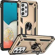 [Cavor] for Samsung Galaxy A53 5G Case (6.5") TPU Case PC Bumper 360° Rotation Ring Holder Kickstand Back Cover [Work with Magnetic Car Mount] Shockproof Protective Cover-Gold