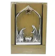 Department 56 Nativity Scene Christmas Ornament Porcelain Silver Coated Manger