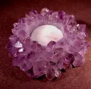 Amethyst tea lite candle holder from Brazil 4"