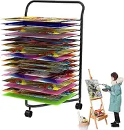Children's Art Drying Rack,16-Layer Classroom Studio Canvas Easel,Paper Work Drying and Display,Office Storage Rack,Space Saving(43x32x85cm)