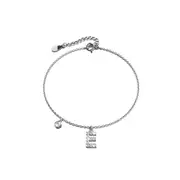 Solid 925 Sterling Silver Initial Crystal Personalised Alphabet Letter Bracelet Silver- E