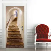 3D Stairs Art Door Sticker for Bedroom Livingroom Bathroom, Wall Decal Self-Adhesive Waterproof Removable Door Murals Wallpaper Home Decoration 30.3x