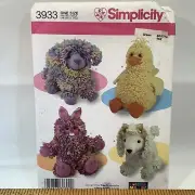 SIMPLICITY # 3933 LOOPY Animals 15" Stuffed Poodle Duck Lamb Dog Pattern UNCUT
