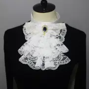 Lace Layered Clown Neck Collar Rhinestone Ruff Ruffle Collar Noble Lace Neck