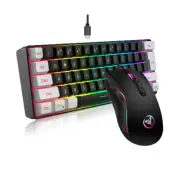 Wired White Black Keyboard RGB Gaming Kit Backlight Keyboard and Mouse
