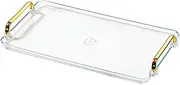 Waltsun Acrylic Serving Tray with Handles Ottoman Countertop Decorative Tray Serving Tray Spill-Proof Tray for Coffee Table Living Room Bedroom 16 x 9 x 0.8 inches - (Transparent Color)