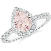 Pear Morganite Ring with Diamond Halo