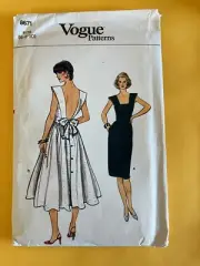 Vogue 8671 Vtg Pattern 6 8 10 Low Back Wide Straps Dress Sash Shaped Midriff