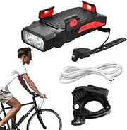 Road Bike Lights Horns,Ultra Bright Phone Bracket for Night Riding | Powerful Bicycles Headlight Alarm Bells Handlebar Lighting for Enthusiasts and Beginners