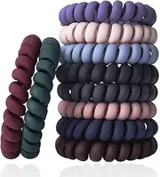 Spiral Hair Ties Set - 10 Piece Medium Coil Elastics for Thick Hair, Multicolor No-Crease Telephone Cord Plastic Ties for Women and Girls (Matte Color, One size)