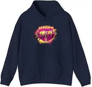 [X.Style] Airbrush Pink Swirls Heart Breaker 90s Y2K Throwback Hoodie for Adults Hooded Neck Long Sleeve Pullover Navy XL