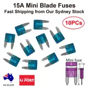 10-Pack 15A Mini Blade Fuses - Blue Car Truck Auto Fuses 15 Amp Fuse 10PCs AU