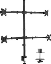 VIVO Premium Quad Ultra Wide LCD LED 27 to 38 inch Monitor Desk Mount, Heavy Duty C-clamp, Extra Tall Pole, Adjustable Telescoping Arms, Flush Wall Setup, Fits 4 Screens, Black, STAND-TS38C-4