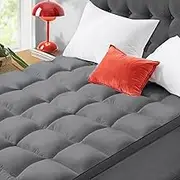 Full XL Mattress Topper, CYMULA Cooling Mattress Pad Cover PillowTop for Bed Back Pain, Futon Mattress Protector Extra Thick Firm Soft Fill Overfilled with 8-21 Inch Deep Pocket, 54"x80"Gray