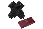 DENTS Womens Premium Kangaroo Leather Unlined Driving Gloves w/ Gift Box - Black