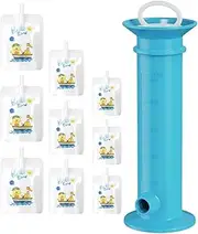 Puree Bag Filler - Fruit Masher with 15 Reusable Bags - Baby Fruit and Food Bag Machine for with Food Dispenser, Pure Color and Test