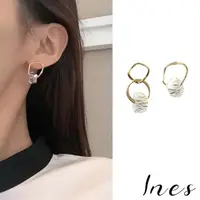 在飛比找momo購物網優惠-【INES】韓國設計S925銀針不規則法式幾何水晶造型耳環(