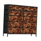 TV Stand Dresser for Bedroom, Tall Fabric Drawer Dresser, Chest of Solid Brown