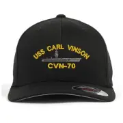 Uss cvn-70 embroidered stretch flex fit baseball cap (size S/M, L/XL, XXL)