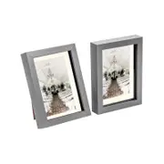 Nicola Spring Acrylic 3D Box Photo Frames with 4" x 6" Mounts - 5" x 7" - Grey - Pack of 2