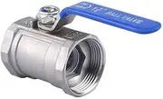 Brass Hose Connector 1/4 3/8 3/4 1 1-1/4 1-1/2 DN15-DN40 Stainless Steel 304 Pipe Ball Valve Female Threaded Sanitary ON-Off Ball Valve Straight 1pc(3/4")
