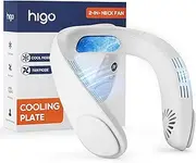HIGO CoolMaster Pro Neck Fan, Neck Air Conditioner, 2-in-1 Cooling Neck Fan Portable Rechargeable, Wearable Personal Fan, 4400mAh Large Battery, Ergonomic Design, White