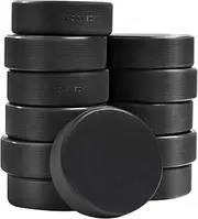 OMYOPY Ice Hockey Pucks with Reusable Mesh Bag, Rubber Street Hockey Puck Balls for Practicing and Classic Training, Diameter 3", Thickness 1", 6 oz, Official Regulation, Black