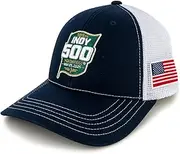 [Checkered Flag Sports] 2025 Indy 109th 500 Event Logo Mesh Snapback Hat, Navy Blue and White, One Size