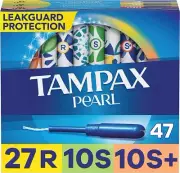 Tampax Pearl Tampons Trio Pack, with LeakGuard Braid, Regular/Super/Super Plu...