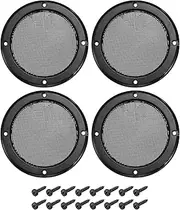 uxcell Speaker Grill Cover 4" Black Mesh Subwoofer Grill Horn Guard Protector with Screws for Home Audio DIY Black Frame 4 Pack