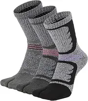 [UBUMO] Women's Tabi Socks Flip Flop Big Two Toe Split Cushion Athletic Hiking Terry Crew Cushioned Athletic Cotton 3 Pairs