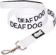 DEAF DOG White Color Coded 2 4 6 Foot Padded Dog Leash (No/Limited Hearing) PREVENTS Accidents By Warning Others of Your Dog in Advance (Standard Leash)