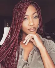 Long Burgundy WineRed Brown Box Braided Wigs None Lace Synthetic Wigs Heat Safe