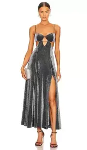 NEW Alice McCall Women's Lucy In The Sky Midi Dress Silver Metallic Size 10
