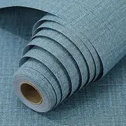[LOVADA] Peel and Stick Wallpaper Blue Grass Cloth Wall Paper - 40 x 760 cm Self Adhesive Wallpaper Peel and Stick, Easy to Paste Wall Contact Paper for Stand Liner, Table and Door Makeover Decor