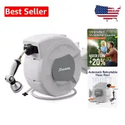 100 FT Automatic Self-Retracting Garden Hose Reel - Compact & Durable Design