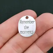 BULK 25 Remember the Moments Charms Antique Silver Tone - SC3478
