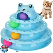 Gefryco Cat Toys Ball Track, Turntable Cat Tower Toy with 4-Tier Roller, Mult