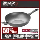 100% Genuine! PYROSTONE by PYROLUX 32cm Non-stick Wok! RRP $179.00!